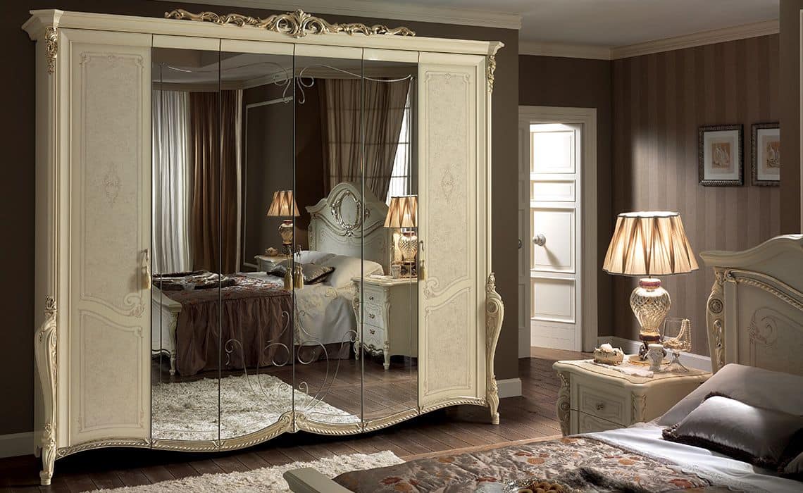 Armadio classico 6 ante con specchio ideale per camere for Specchi arredo camera da letto
