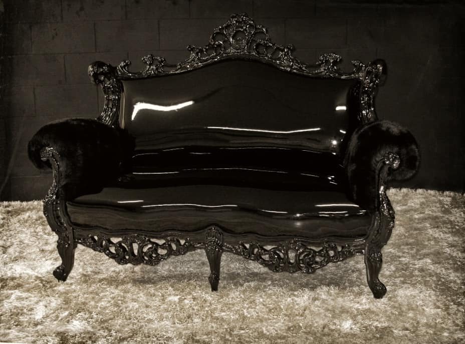 divano laccato nero stile new barocco idfdesign