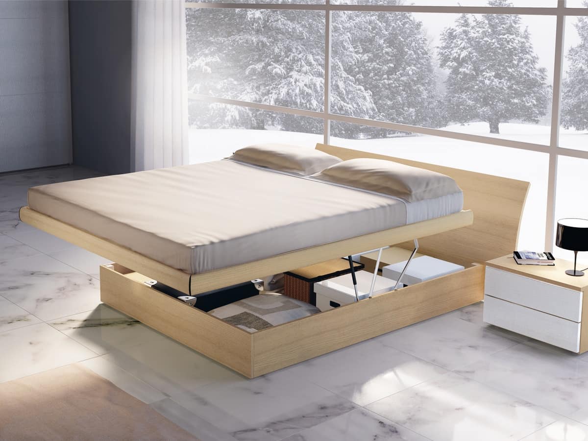 Testiera Letto Contenitore 160 Cm In Legno Multistrato – 4 Scomparti Integrati, Colore Bianco, Con Fissaggio A Parete