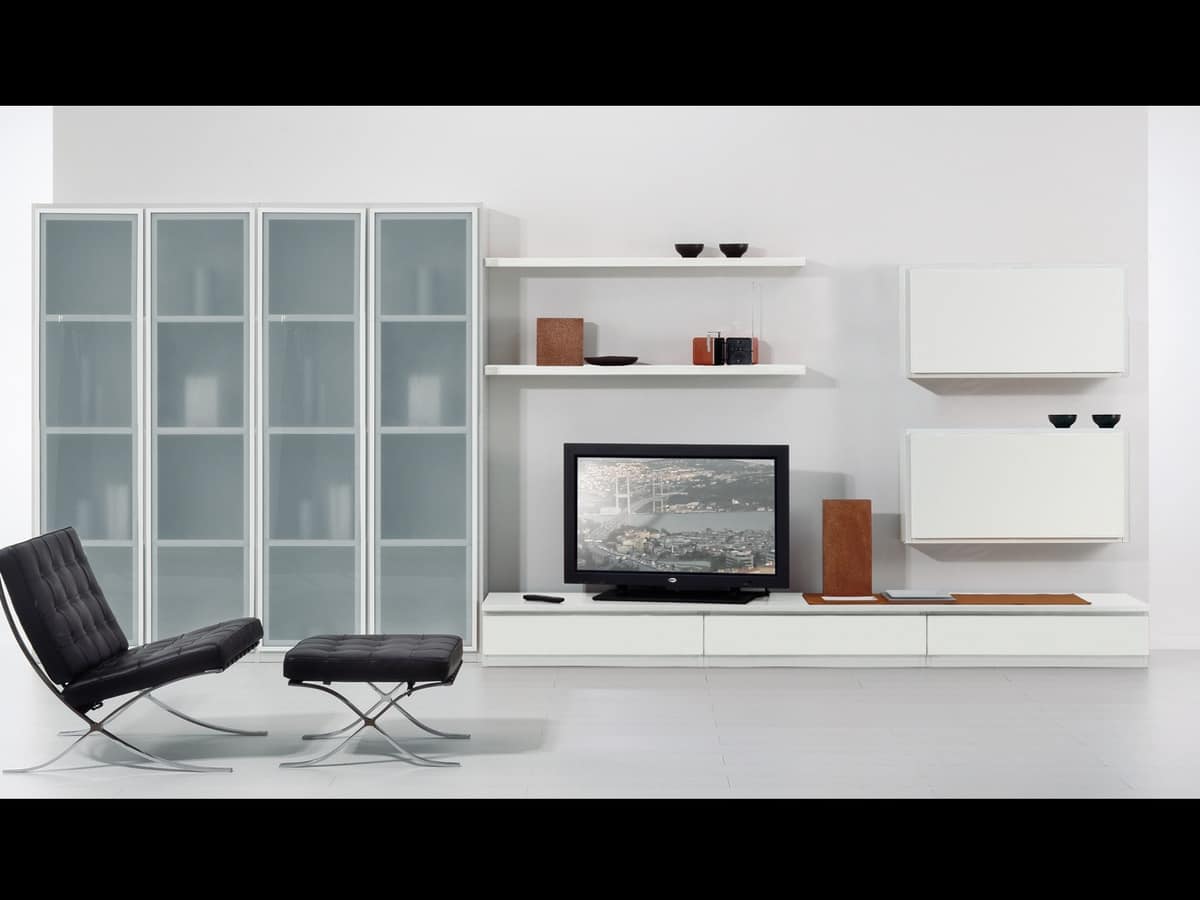 Set di mobili per soggiorno, con vetrine e mensole | IDFdesign