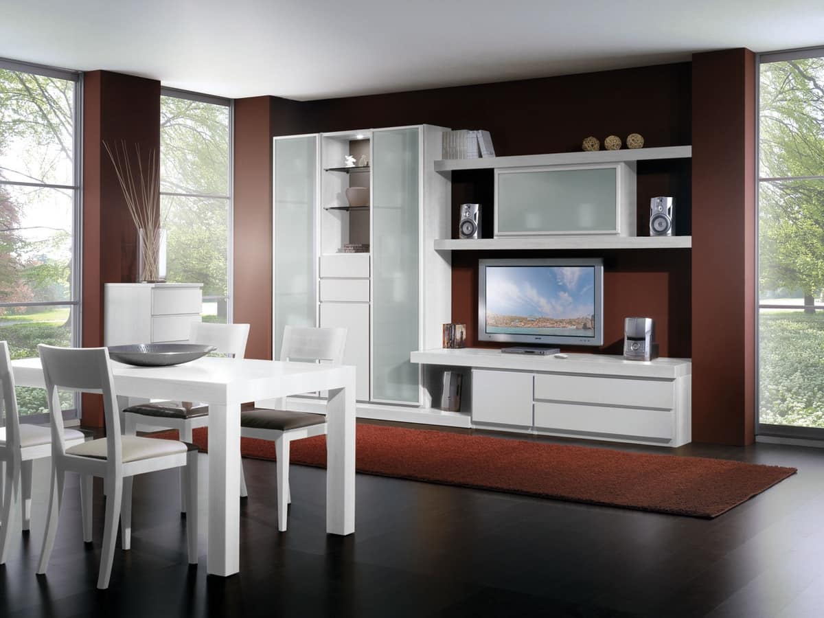 Set di mobili per soggiorno, con vetrine e mensole | IDFdesign