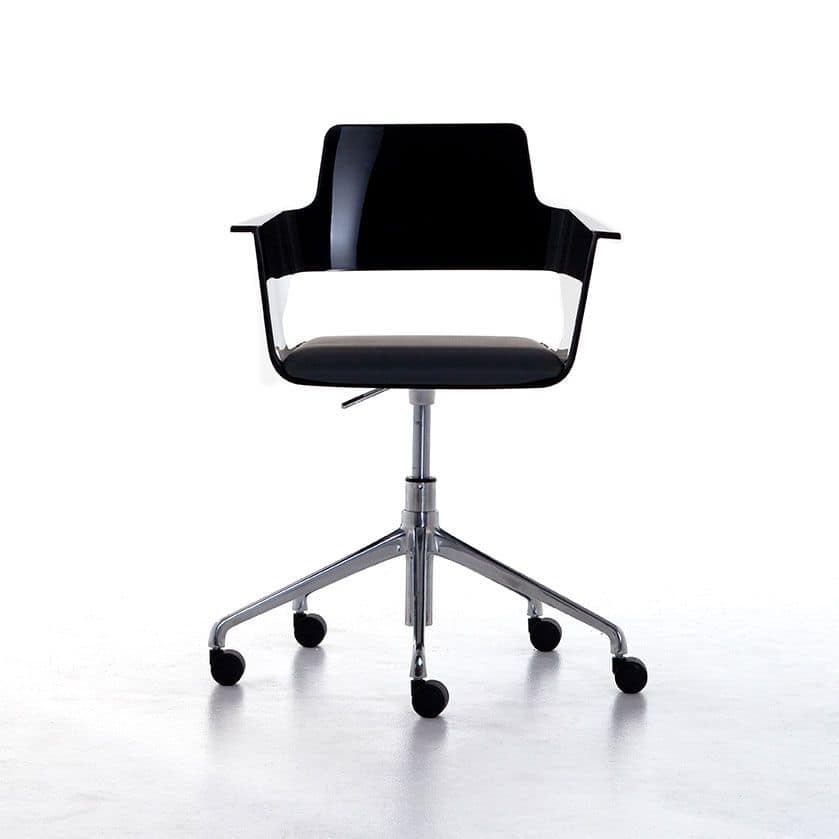 Sedia ufficio su ruote scocca in nylon lucido girevole e for Design sedia ufficio