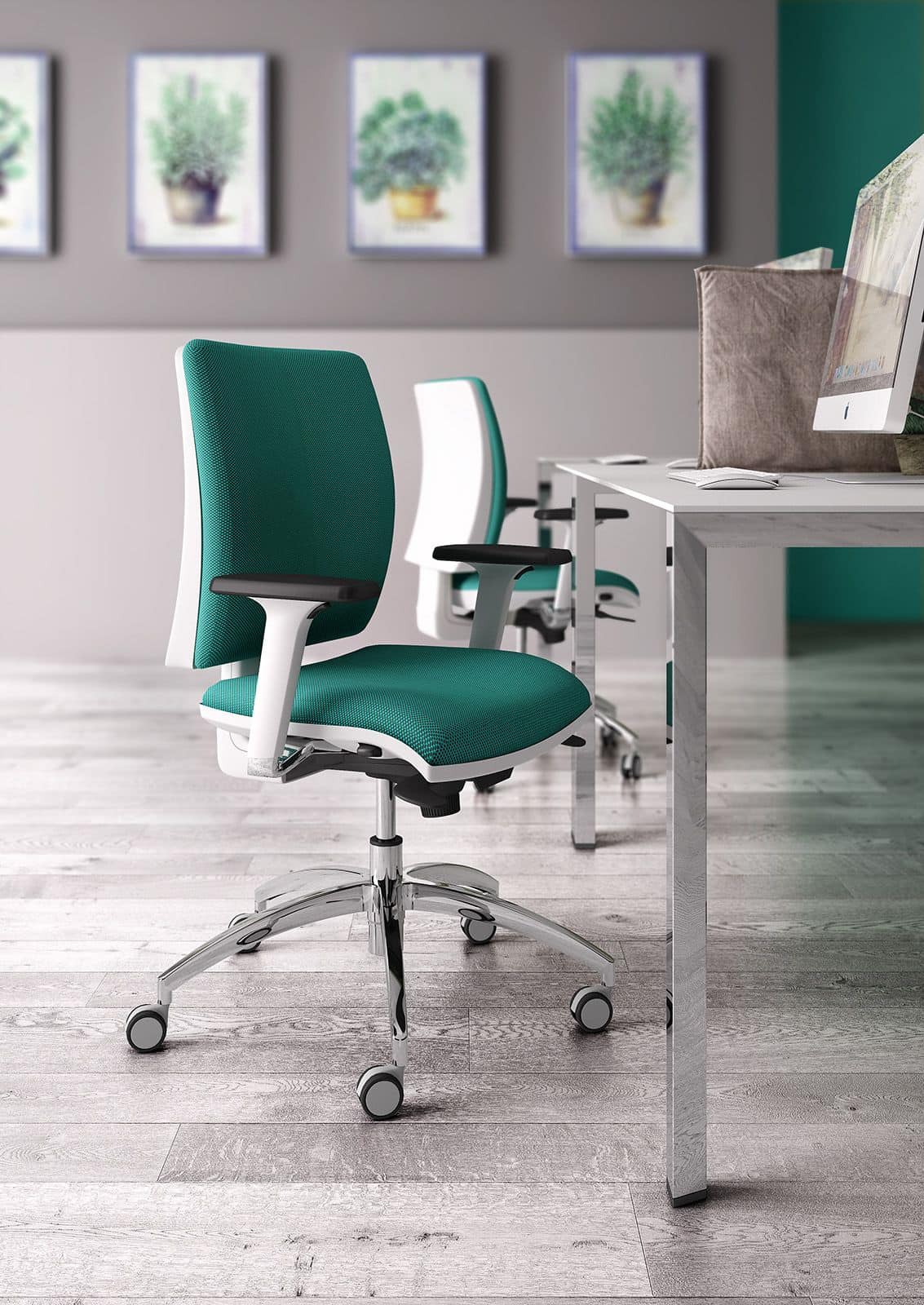 Elegante sedia operativa per ufficio con finitura bianca for Design sedia ufficio