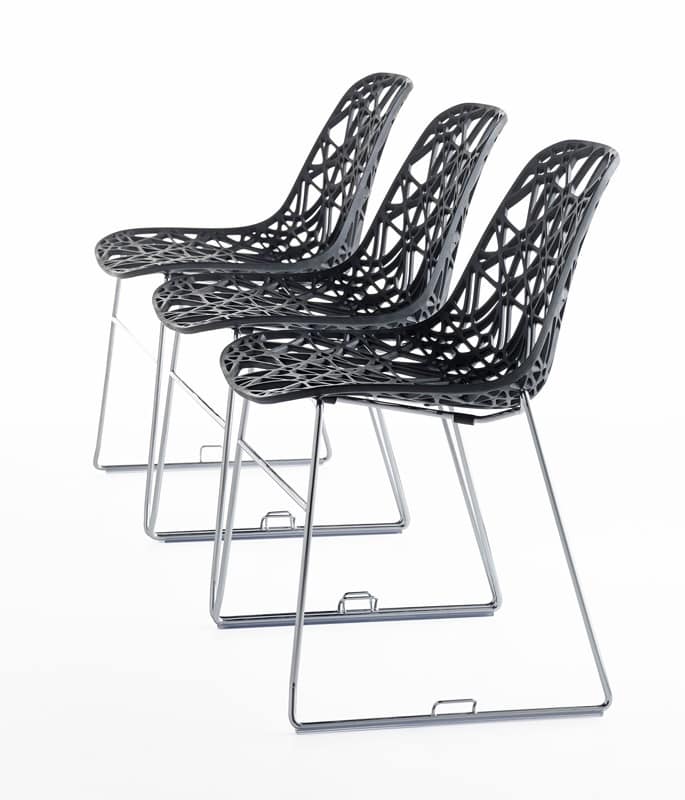 sedia design da esterno in metallo scocca in plastica a