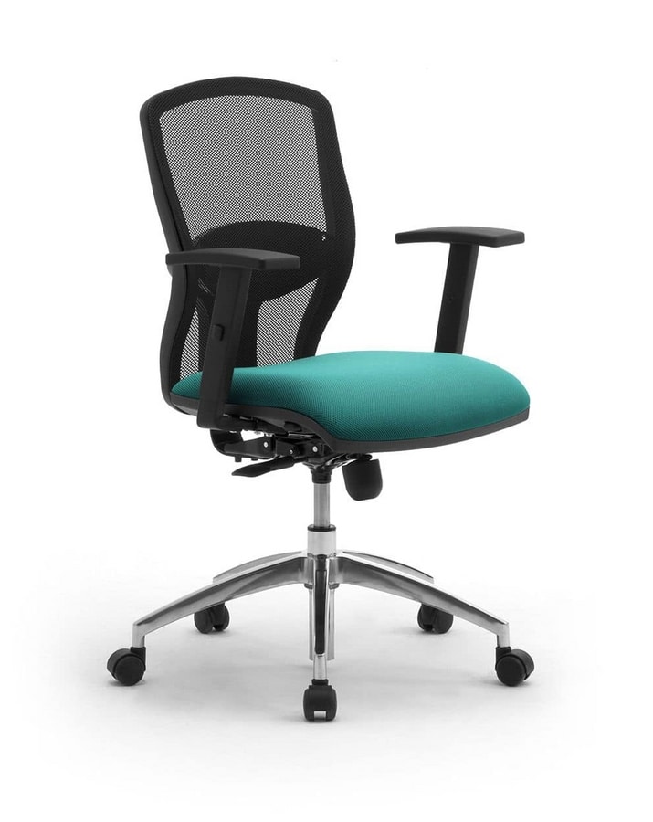 Sedia per ufficio con braccioli e schienale in rete for Design sedia ufficio