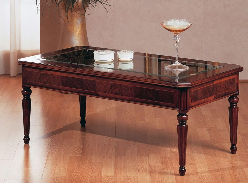 Tavolino classico di lusso piano in vetro per villa for Tavolini in legno