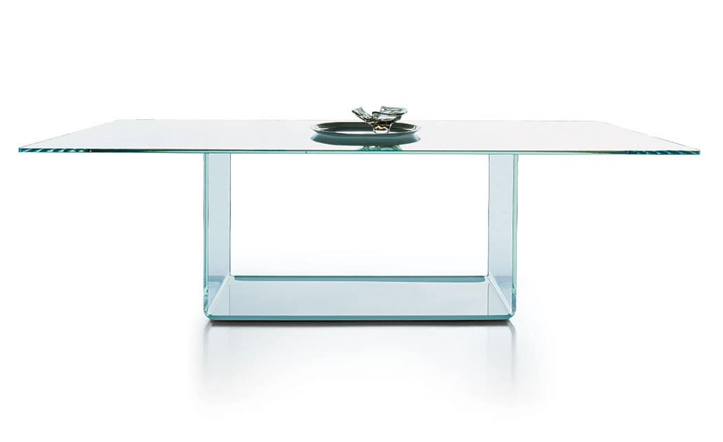 Tavolo allungabile piano in vetro trasparente per for Tavolo allungabile vetro trasparente
