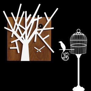 Twig, Orologio a forma di albero, a cuc, in legno, per salotto