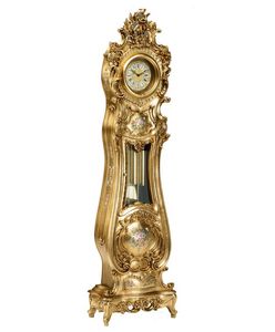 Art. 531/7 Oro, Orologio a Pendolo in stile barocco in foglia oro e decorato a mano