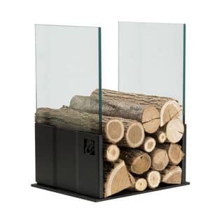 Cervino PVP 003, Porta legna realizzato in acciaio e vetro