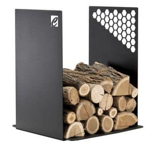 Pizzo Zup PLU 007, Porta legna in acciaio con decorazioni a nido d'ape