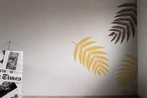 FERN LEAVES SMALL Brown-Yellow, Adesivo murale con foglie di felce