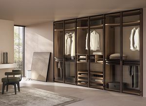MOLTO WOOD, Armadio guardaroba con ante in vetro