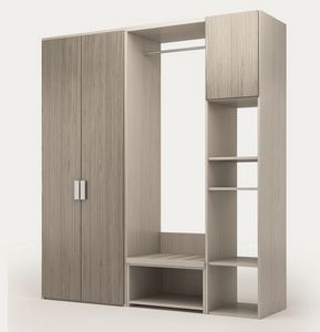 Art. 30374 Composizione armadio con reggivaligia e colonna, Mobile per camera d'albergo, con vani personalizzabili