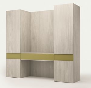 Art. 30407 Composizione scrivania con armadi e cassetti, Mobile per albergo con scrivania integrata