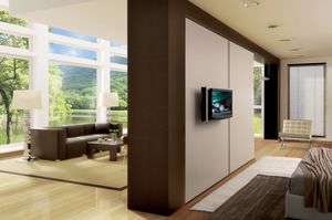 TV System armadio complanare, Armadio design con vano girevole per vetrina e tv