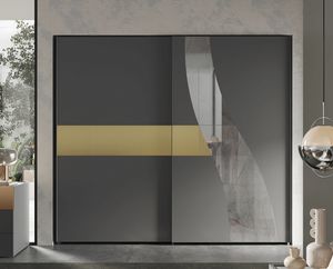 Wave titanio armadio, Armadio con particolare decorativo in marmo specchiato
