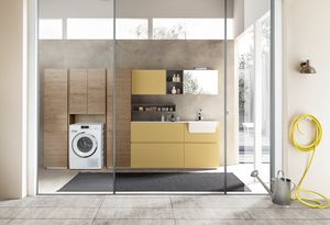 Lime Wash comp.09, Armadio da lavanderia con lavabo integrato