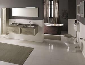 Alterego, Mobile da bagno disponibile in varie colorazioni, ripiano in pietra, lavabo in ceramica, in stile contemporaneo