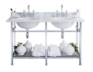 Celine Console, Consolle in marmo di Carrara con doppio lavabo