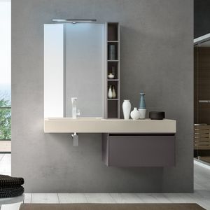 Change comp. 30, Mobile bagno con lavabo integrato in resina, per hotel