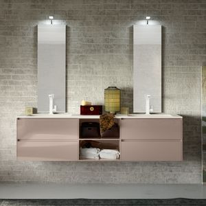 Change comp. 39, Mobile bagno con top in eco-malta, con lampada eco-LED