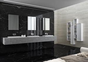 Class 08, Mobili bagno argentati, con triplo lavabo