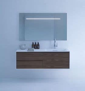 Coc 01, Mobile bagno dalle linee pulite, con ante in legno di olmo