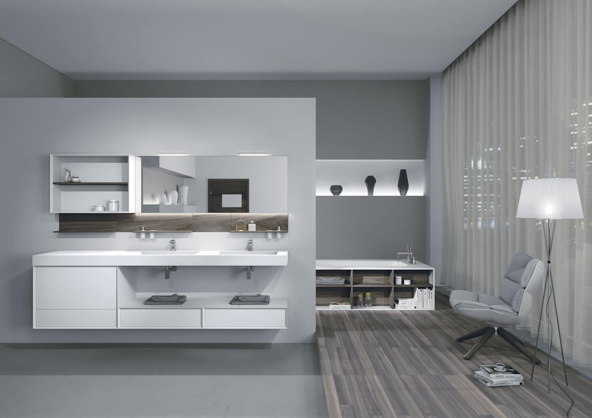 Composizione Da Bagno Mensole In Noce Canaletto Idfdesign