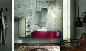 Enea 311, Composizione di mobili per bagno, con finitura color rubino