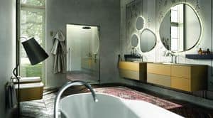Enea 314, Composizione di mobili da bagno, colore crema e senape