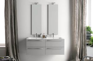 Lime  comp.26, Mobile bagno con doppio lavabo e specchiere verticali