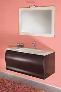 Onda comp.1, Composizione bagno con mobile bagno e specchiera in stile moderno