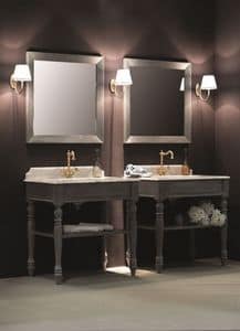 Provenzale, Arredo bagno in style contemporaneo,  con base per lavabo, ripiano in frassino massello e piano in marmo