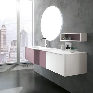 STR8 comp. 09, Mobile bagno, con piano in mineralmarmo, con specchio