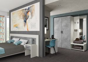 Art. 30890 Camera Ancona, Arredo completo per camera hotel, con stile moderno ed essenziale