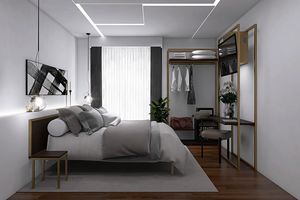 Art. 30898 Camera Smart, Arredo camera hotel, con letto matrimoniale trasformabile in 2 letti singoli