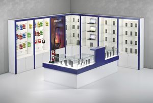 Quadratum Frame COM/QF10, Bancone per negozi di elettronica con vetrine