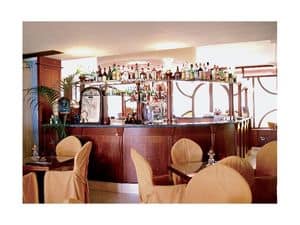 Regency Hotel 2, Bancone bar creato su misura, struttura in legno pregiato, piano in marmo