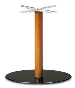 Art.700/Ovale, Base ovale per tavolo, tubo di sostegno in legno, per ambienti contract e domestici