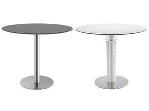 Basamento Tiffany - base rotonda, Tavolino da bar, base in acciaio cromato, con zavorra