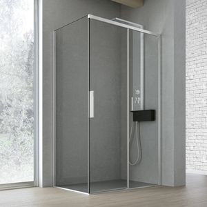 Time con porta scorrevole + fisso, Box doccia, con porta scorrevole in cristallo, per spa