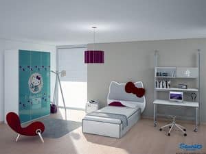 Hello Kitty City, cameretta per bambina, armadio Hello Kitty, letto Hello Kitty Cameretta