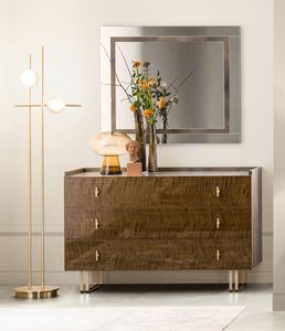 FIAMMA cassettiera 3 cassetti, Cassettiera con piano vetro serigrafato