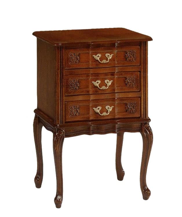 Comodino Con 3 Cassetti In Legno Bianco E Beige, Effetto Vintage L 37 X H 56 X P 27 Cm 82611115