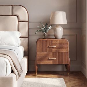 CANALETTO CANACOM / comodino, Elegante comodino con impiallacciatura in noce canaletto