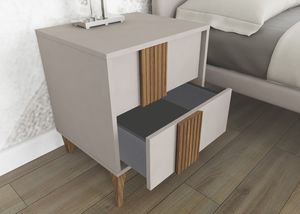 Livia, Comodino in legno laccato, con inserti decorativi