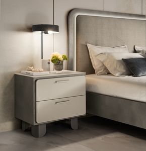 PERLA comodino, Comodino in legno con piano in vetro