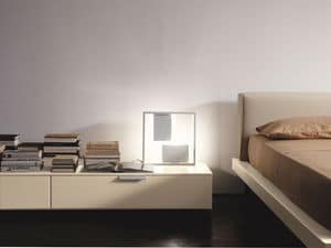 PRISMA comp.08, Comodino moderno, design lineare, per la camera da letto