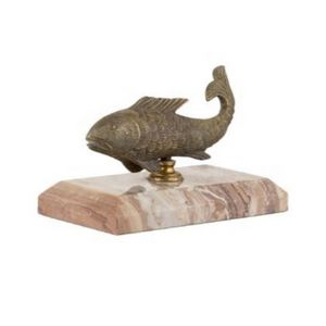 Ariel Art. VR_509, Pesce in ottone con base in marmo beige